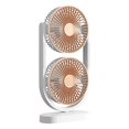 thumbnail image 2 of USB Desk Fan Tower Fan Portable Oscillating Fan, Rotation Dual Head Circulation Fan with 5 Speed Adjustable Quiet Motor, Rechargeable Type-C Table Fan for Bedroom Dorm Room Office Desktop Home, C, 2 of 9