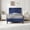 Blue, variant on 4 EVER WINNER Twin Bed Frame, Faux Leather Bed with Button Tufted Headboard, Upholstered Platform Bed with Wood Slat Support, Box Spring Needed, Noise Free, Easy Assembly,Black