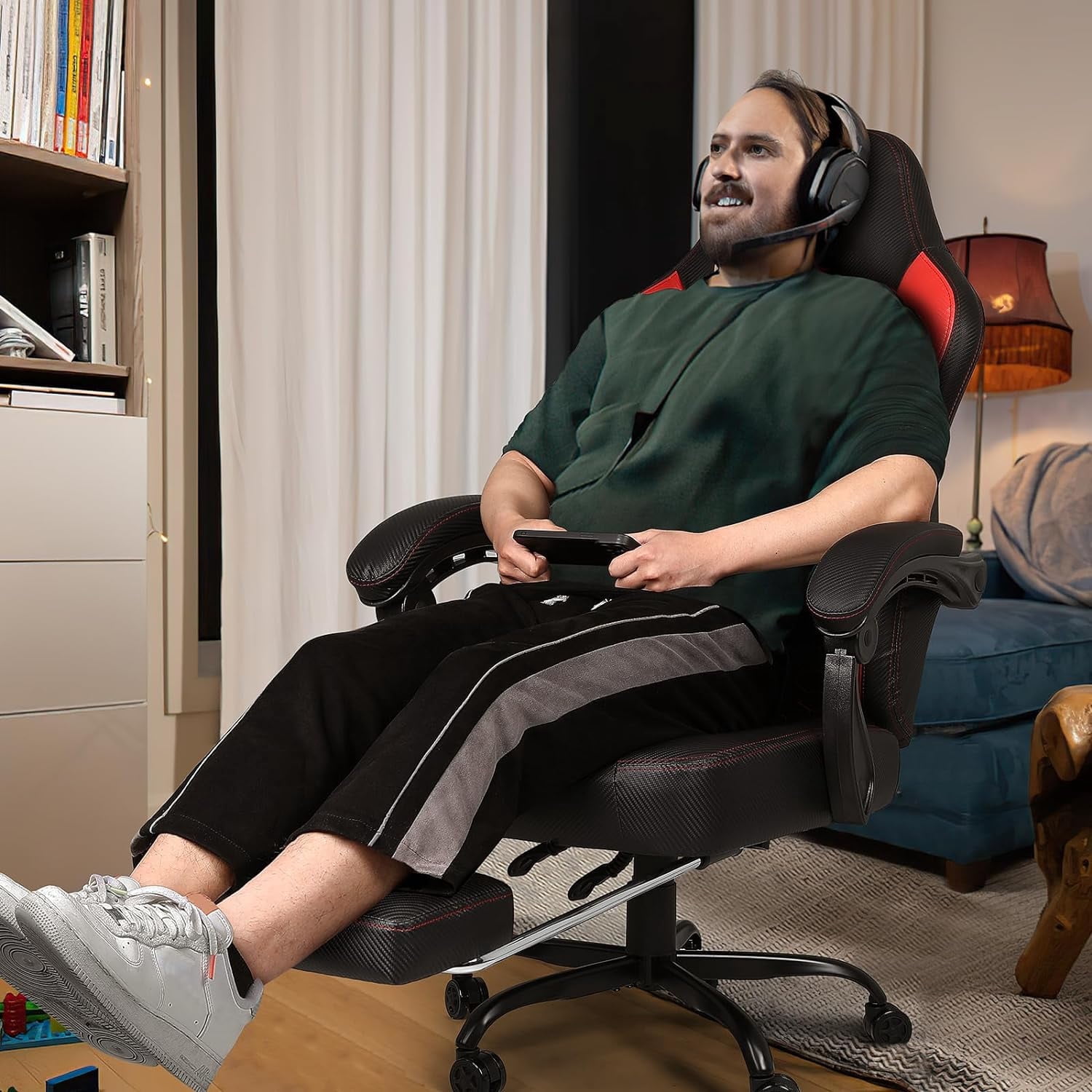 Bossin Big and Tall Gaming Chair 400lb Weight Capacity,Gamer Chairs for Adults,Video Game Chair wth Footrest,Racing Style Computer Gamer Chair with Headrest and Lumbar Support