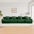thumbnail image 3 of FFZ 4-Seat Boneless Sofa High-Quality Teddy Fabric Curved Armrest Anti-Slip 32D Sponge Green For Living Room Study, 3 of 14