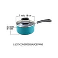 thumbnail image 2 of Cook N Home Nonstick Saucepan with Glass Lid 2.5 qt, Non-Stick Cookware Sauce Pan Multi-Purpose Cooking Pot, Induction Compatible, Turquoise, 2 of 7