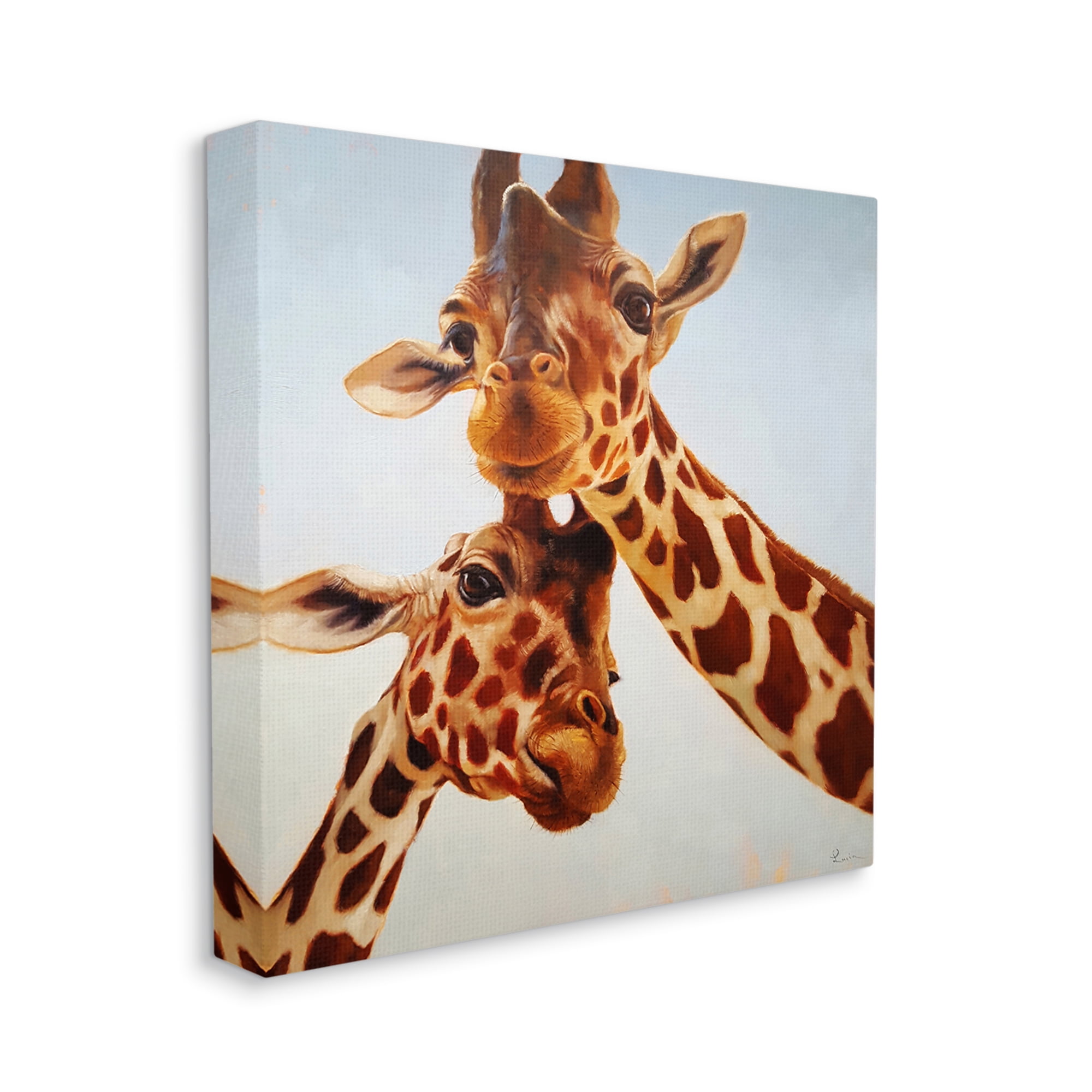 Stupell Industries Happy Giraffe Duo Portrait Animals & Insects Painting Gallery Wrapped Canvas Print Wall Art