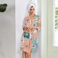 thumbnail image 5 of Zipper Lightweight Robes for Women Loose Fit Summer Bathrobes for Women Zipper Front 3/4 Sleeve Knee Length Vintage Floral Print Trendy Pajama Loungewear with Pockets Army Green XL, 5 of 7