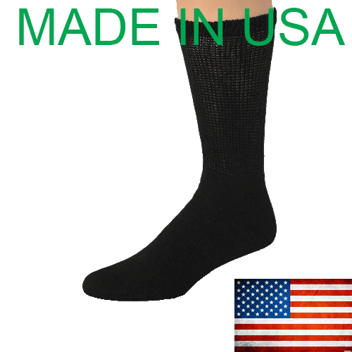 Creswell 12 Pairs Black Diabetic Crew Socks 10-13 Size MADE IN U.S.A