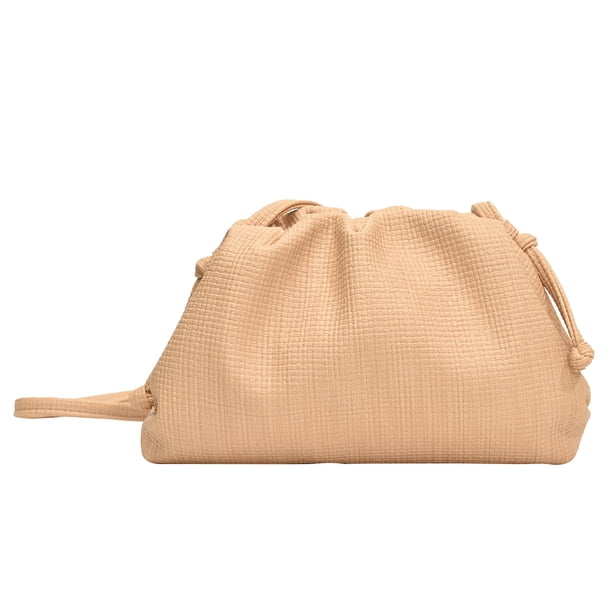 Fruncida Nube Suave Bolso Mano PU para Mujer Bandolera Color Sólido