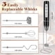 thumbnail image 5 of Espumador de leche recargable de mano con soporte, vaporizador de café eléctrico con varilla desmontable con 3 batidores de acero inoxidable, mezclador de bebidas para café con leche, capuchino,, 5 of 7
