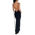 thumbnail image 4 of Women's Summer Bodycon Long Dress, Solid Color Slant Shoulder Drawstring Backless Ruched Detail Dress, 4 of 5