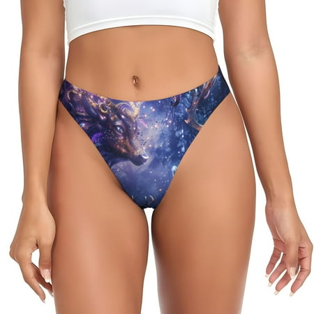 Zeuib Enchanted Forest Stag Gathering Print Seamless Women Underwear Thongs High Waisted No Show Ladies Panties Breathable Comfortable Brief Hi Rise Undies-Medium
