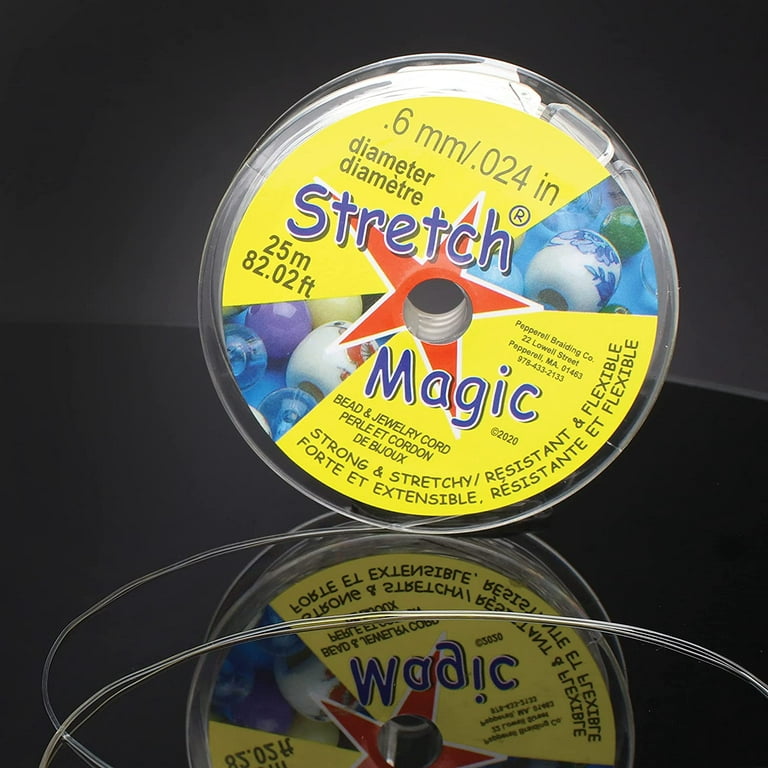 Stretch Magic Cord, Round .6mm (.024 Inch) Thick, 25 Meter Spool, Clear 