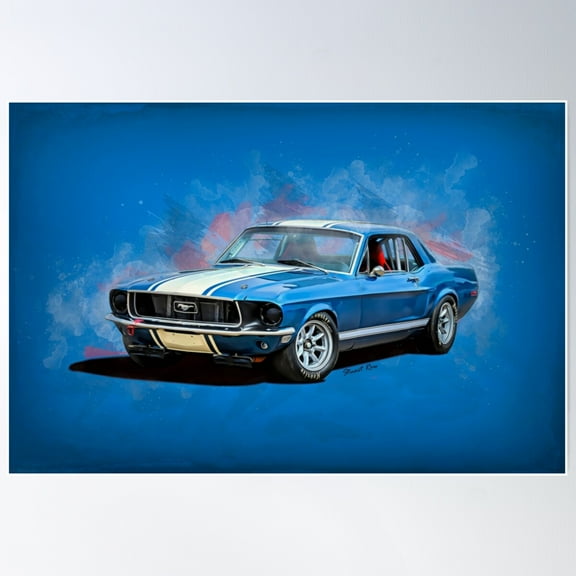 1968 Mustang Poster Wall Art, Modern Wall Decor For Living Room Bedroom, 8x12 UNFRAMED