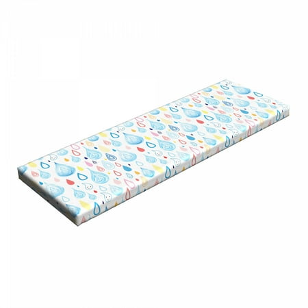 

Rain Bench Pad Various Large and Small Heavy Rain Drops Fluid Squall Fall Season Graphic Art Print HR Foam Cushion with Decorative Fabric Cover 45 x 15 x 2 Multicolor by Ambesonne