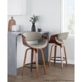 thumbnail image 6 of LumiSource Walnut Wood, Grey PU, Black Metal Symphony Counter Stool - Set of 2, 6 of 11
