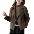 thumbnail image 2 of Chaqueta y abrigo de piel sintética de manga larga sin capucha para mujer, con solapa y doble botonadura, de lana corta, informal, holgada, blusa para mujer, 2 of 6