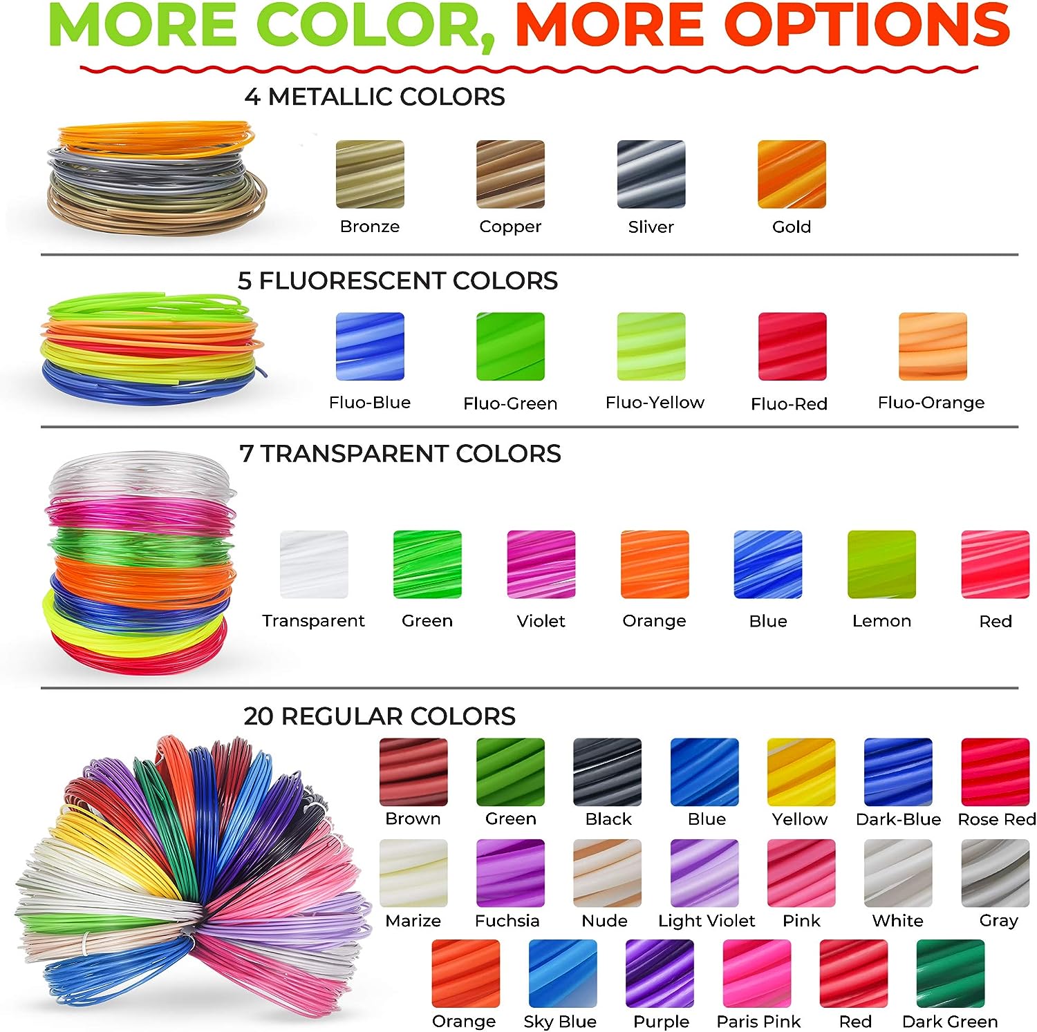 3D Pen Filament with Silicon Design Mat and Compatible Stencils Book with 12 Templates - 1.75mm PLA Plastic Refills - 360 Feet of Assorted Filament for 3D Drawing and Doodling