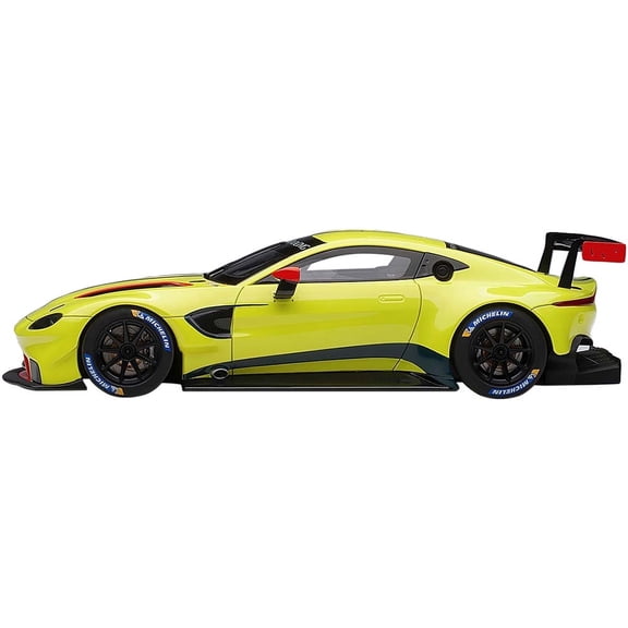 2018 Aston Martin Vantage GTE Le Mans PRO Presentation Car Lemon Green Metallic with Carbon and Red Accents "Aston Martin Racing" 1/18 Model Car by Autoart