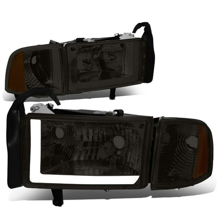 DNA Motoring For 94-02 Dodge Ram LED DRL Smoked Amber Corner Headlight Lamps Pair