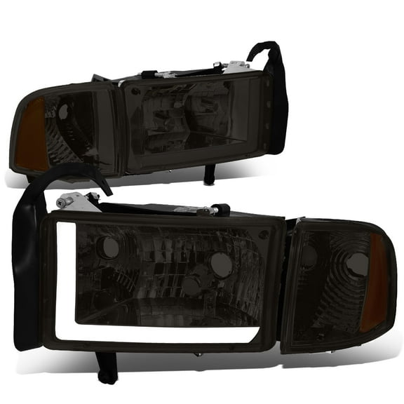 DNA Motoring For 94-02 Dodge Ram LED DRL Smoked Amber Corner Headlight Lamps Pair