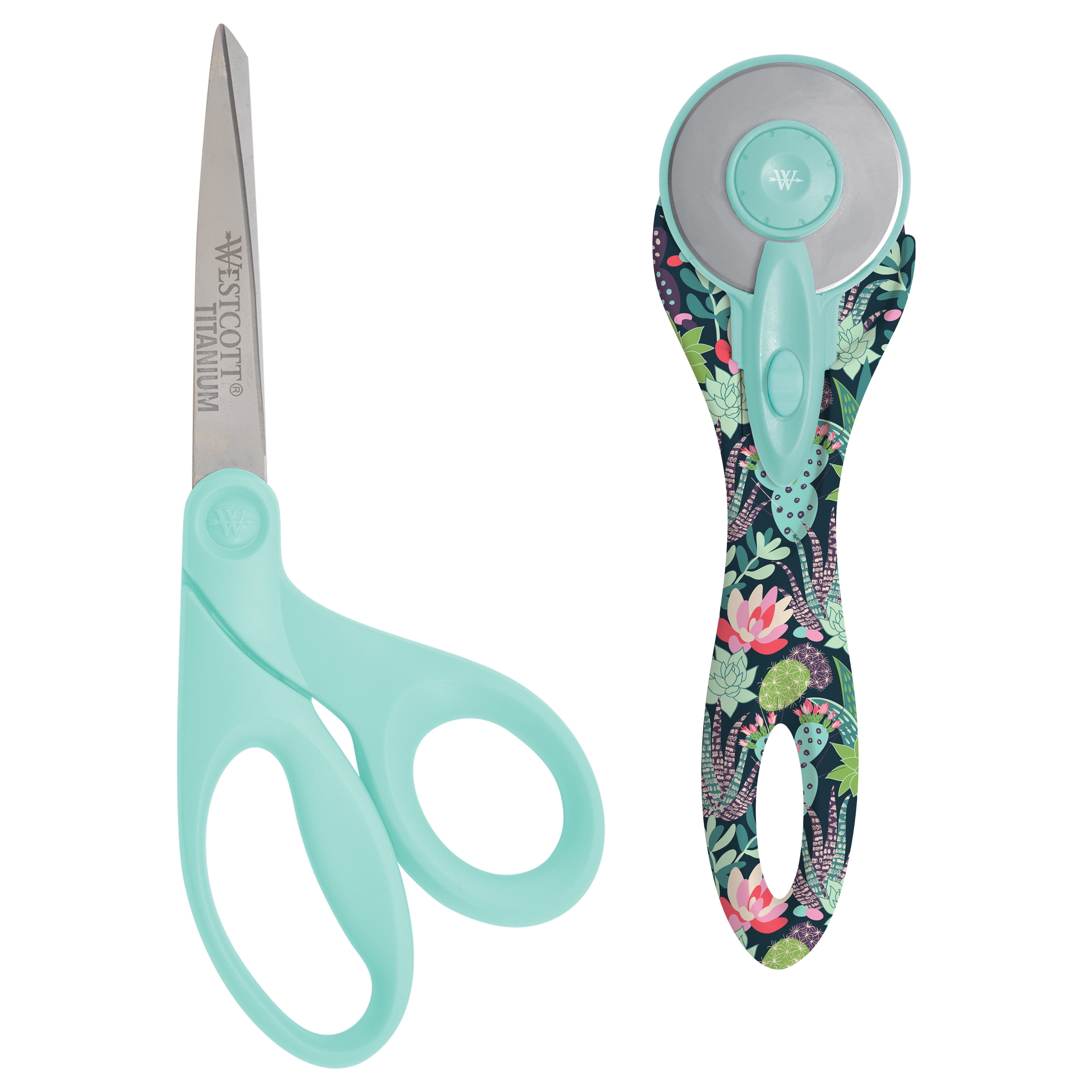 Westcott Titanium Scissors, 8", Rotary Cutter, 45MM, for Craft, Green