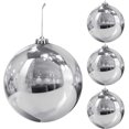thumbnail image 1 of Changmaius - 4 bolas navideñas grandes de plástico rellenables para exteriores de 5,9 pulgadas, adornos colgantes decorativos para el árbol de Navidad, para el hogar, exteriores, fiestas, césped,, 1 of 7