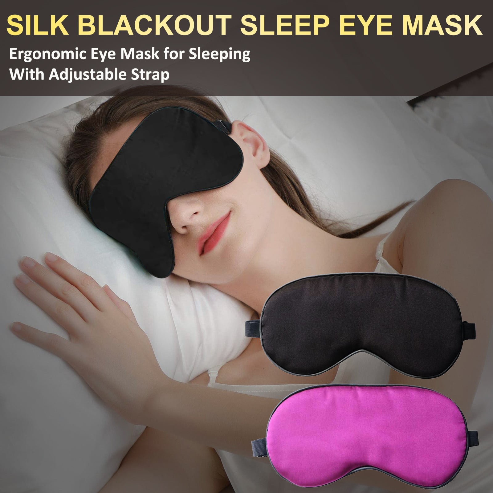 WELLDAY Sleep Mask Cute Cats Night Eye Shade Cover Soft Comfort Blindfold  Blockout Light Adjustable Strap