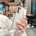 thumbnail image 7 of Designed for Samsung Galaxy S20 FE 5G Case,Luxury Plating Edge Love Hearts Pattern with Wristband Kickstand Camera Lens Protection,Soft Shockproof Cover for Girls Women,White, 7 of 7