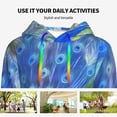 thumbnail image 4 of Lsque Peacock Pattern Casual Women's Hoodie,Hooded Sweatshirt with Kangaroo Pocket,Pullover Hoodie with Eye-catching Drawstrings-X-Large, 4 of 7