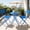 Blue, variant on Skandiquip 3-Piece Metal Outdoor Folding Bistro Set, Foldable Table & 2 Chairs, Space-Saving Patio Dining Furniture for Balcony, Garden & Yard, Black