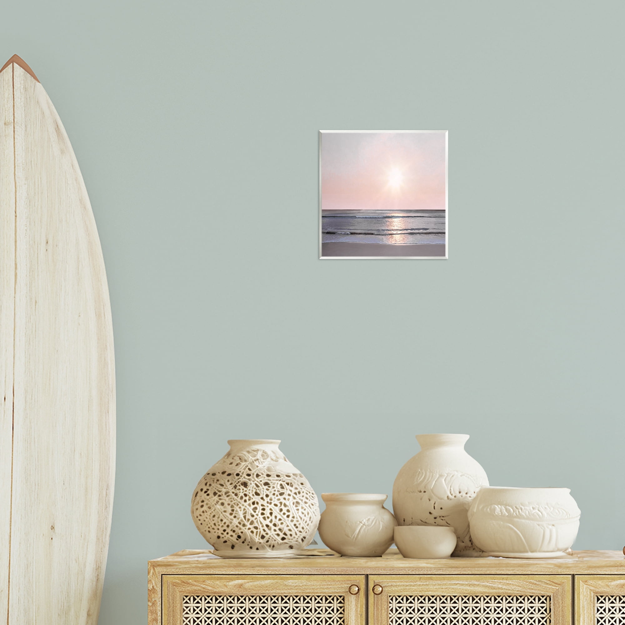 Stupell Industries Peach Sunrise over Beach Nautical & Beach Photography Unframed Art Print Wall Art, 12 x 12