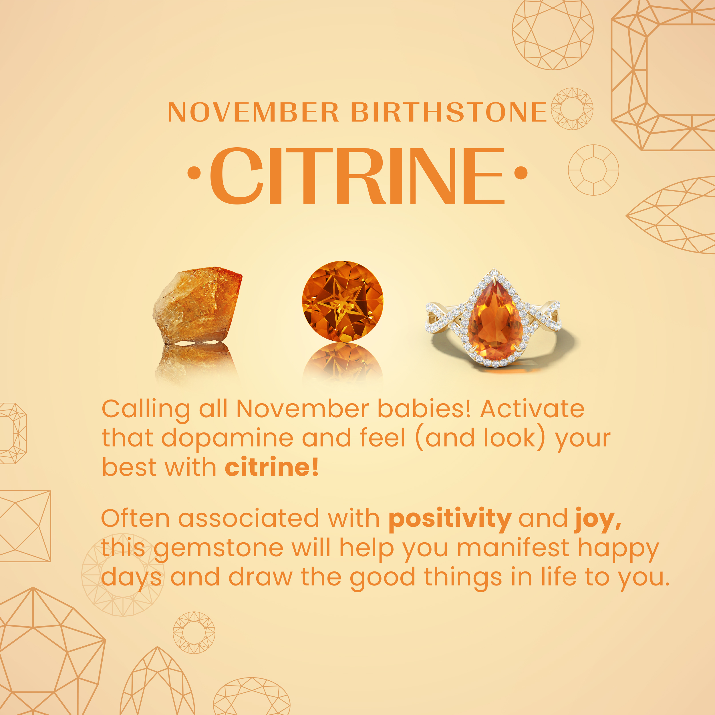 Angara Natural Citrine Solitaire Pendant Necklace for Women, Girls in 14K White Gold (Grade-A | 8mm) Novemver Birthstone Jewelry Gift for Her 並行輸入