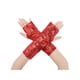 thumbnail image 1 of INSPIRAR CHIC Guantes sin dedos de lentejuelas brillantes para mujeres, cubre muñecas, mangas para fiestas disco, rojos, 1 of 6