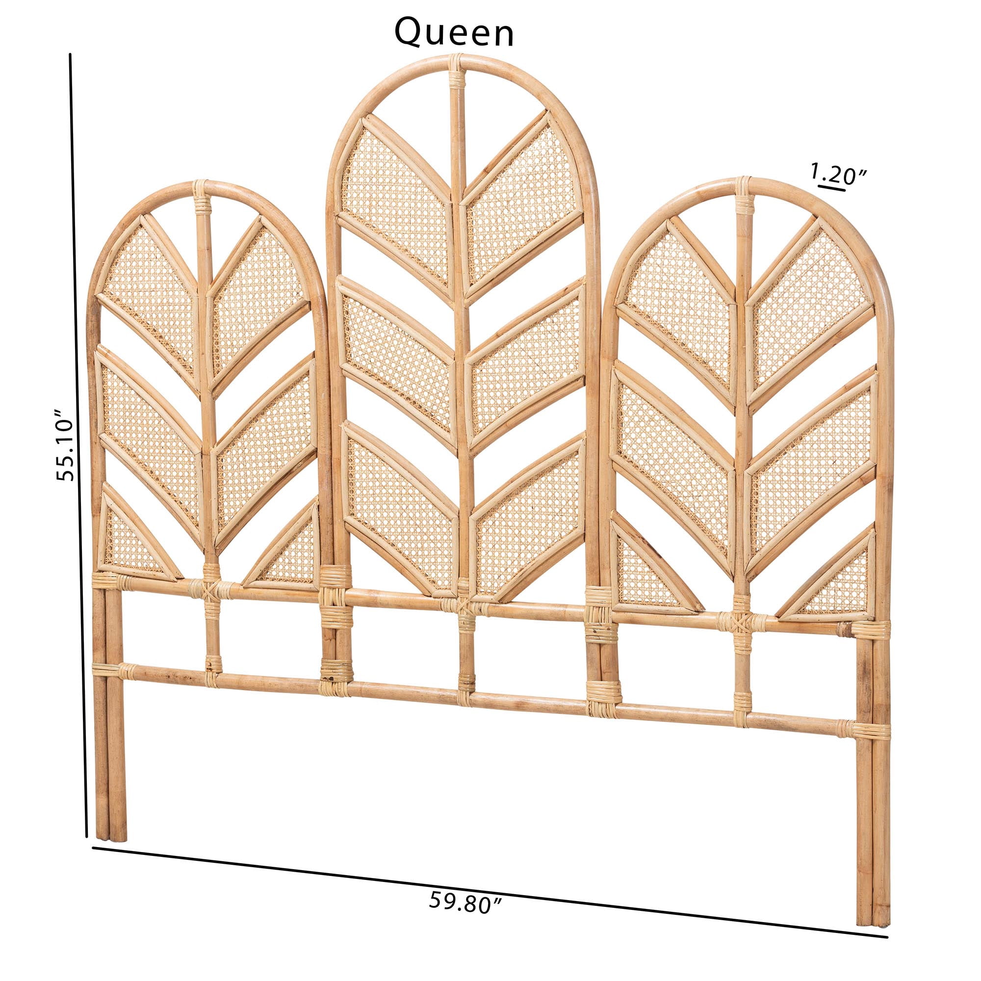 bali & pari Liang Boho Standalone Headboard, Queen, Natural