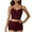 Wine, variant on Mgmyaa Women's Thin Knit Solid Pajama Set with Adjustable Tank Top and Elastic Waist Shorts Lounge Outfit