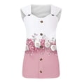 thumbnail image 6 of Floral Printed Tank Tops Womens 5 Button up Shirt Sleeveless O-ring Straps V Neck Summer Vest Tees Blouses Loose Fit (2XL, Pink 01), 6 of 7