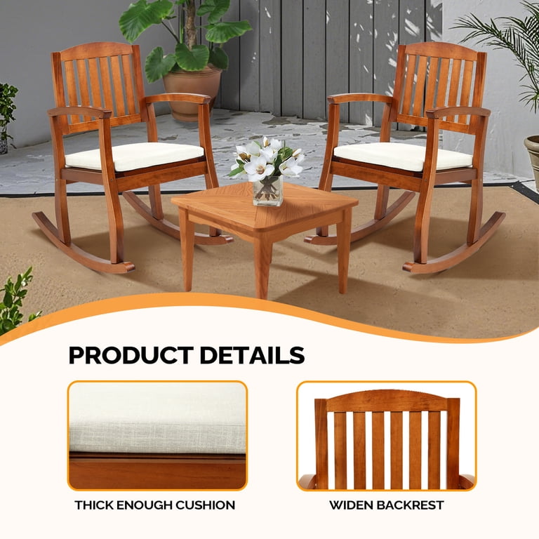 Ktaxon Poplar Wood Rocking Chair with Cushion, 24x33.3x36.2 in