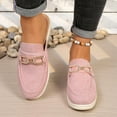 thumbnail image 5 of Pink Women'S Open-Toe Mules Slip On Loafers With Metal Accents Flat Shoes For Casual Comfortable Suitable For Indoor And Outdoor Wear Size 41, 5 of 9