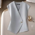 thumbnail image 6 of Plus Size Women's Solid Color Sleeveless Temperament Vest Casual Office Waistcoat Comfy Breathable Work Summer Holiday Outfits | CSEONE,Gray 3XL, 6 of 6