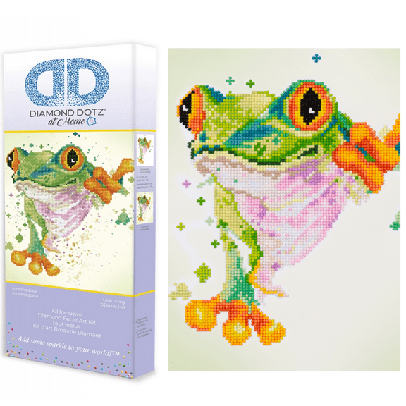Diamond Dotz at Home - Leap Frog, Partial Drill, Round Dotz, Diamond Painting Kits, Diamond Art Kits for Adults, Diamond Art Frog, Diamond Art, Diamond Dotz, 15.7"x15.7"