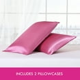 thumbnail image 3 of Betsey Johnson Solid Satin Pink Standard Pillowcase Pair, 3 of 3