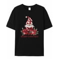 thumbnail image 5 of T Shirts for Women Short Sleeve Cotton Crewneck T-Shirt, Merry Christmas Red Gnome Holly Leaves Tee Tops Casual Basic T-Shirts, XS-5XL Black XS, 5 of 7