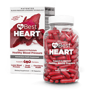 My Best Heart Blood Pressure Support Supplement - with Plant Nitrates, Iron, Nitric Oxide Boosting Enzymes for Heart Health - 90 Capsules