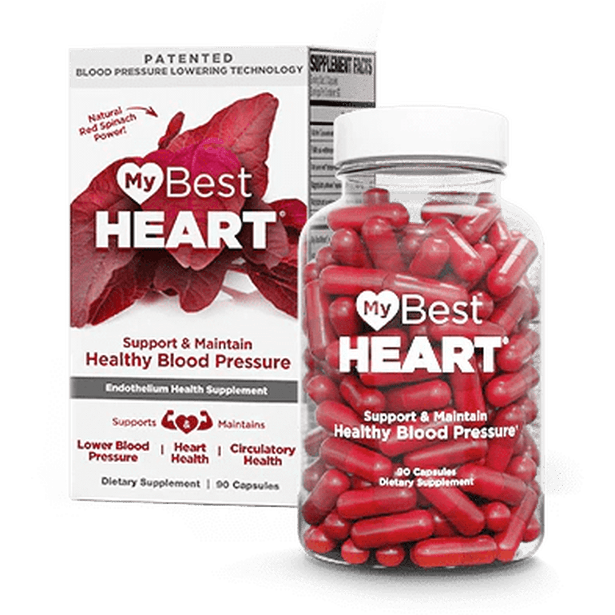 My Best Heart Blood Pressure Support Supplement - with Plant Nitrates, Iron, Nitric Oxide Boosting Enzymes for Heart Health - 90 Capsules