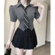 thumbnail image 1 of Elegante ropa de trabajo para técnicos en baños de pies para mujeres que reduce la edad Camisa de lavado de pies de recepción de nuevo estilo Falda plisada abundante, 1 of 4