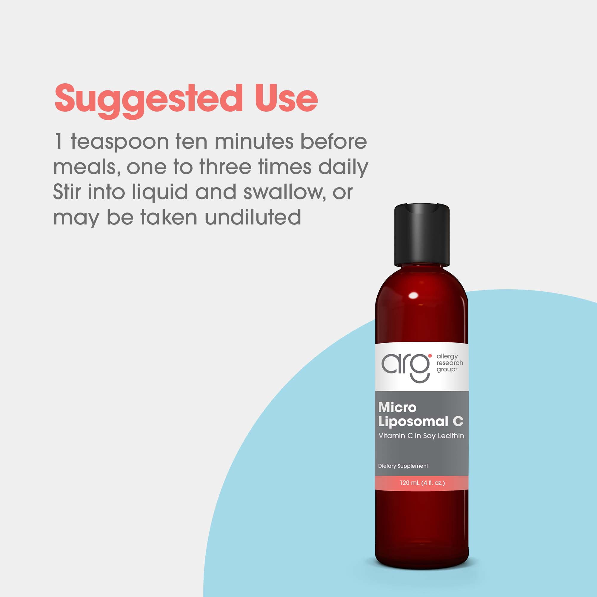 ARG Micro Liposomal C 1000 mg - Liposomal Vitamin C Liquid - Enhanced Absorption Antioxidant - Immune & Collagen Support - Hypoallergenic & Non-GMO - 24 Servings - 120 mL