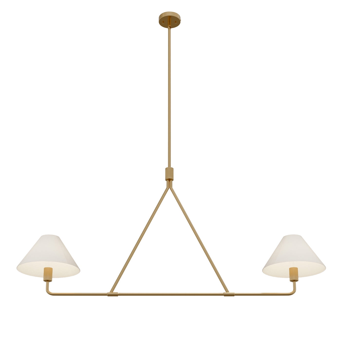 Aiwen Gold Pendant Light Modern Linear Chandelier 2-Light Kitchen Island Lighting Fixture with Fabric Shade