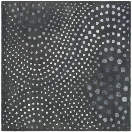 SAFAVIEH Soho Andrew Polka Dots Wool Area Rug, Dark Grey, 8' x 8' Square