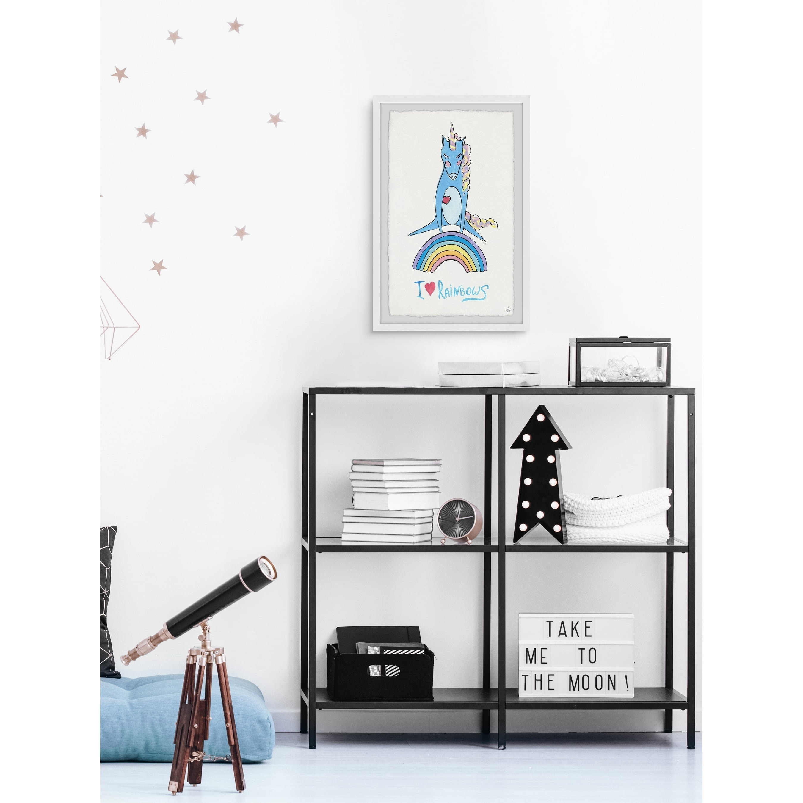 Marmont Hill Playful Rainbow Unicorn Framed Wall Art