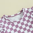 thumbnail image 4 of Bagilaanoe 2pcs Toddler Baby Girl Pants Set Checkerboard Short Sleeve T-Shirts Tops + Flare Trousers 12M 18M 24M 3T 4T 5T Kids Summer Casual Clothes, 4 of 7