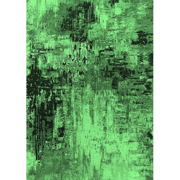 Ahgly Company Indoor Rectangle Oriental Emerald Green Industrial Area Rugs, 8' x 10'