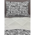 thumbnail image 3 of Grey Chevron Comforter & Sham Bedding Set, Herringbone Geometric Minimalist Fractal Waves Image, 3 pcs Duvet Set Microfiber Filling Quilt, 5 Sizes, Dark Grey Pearl, by Ambesonne, 3 of 4