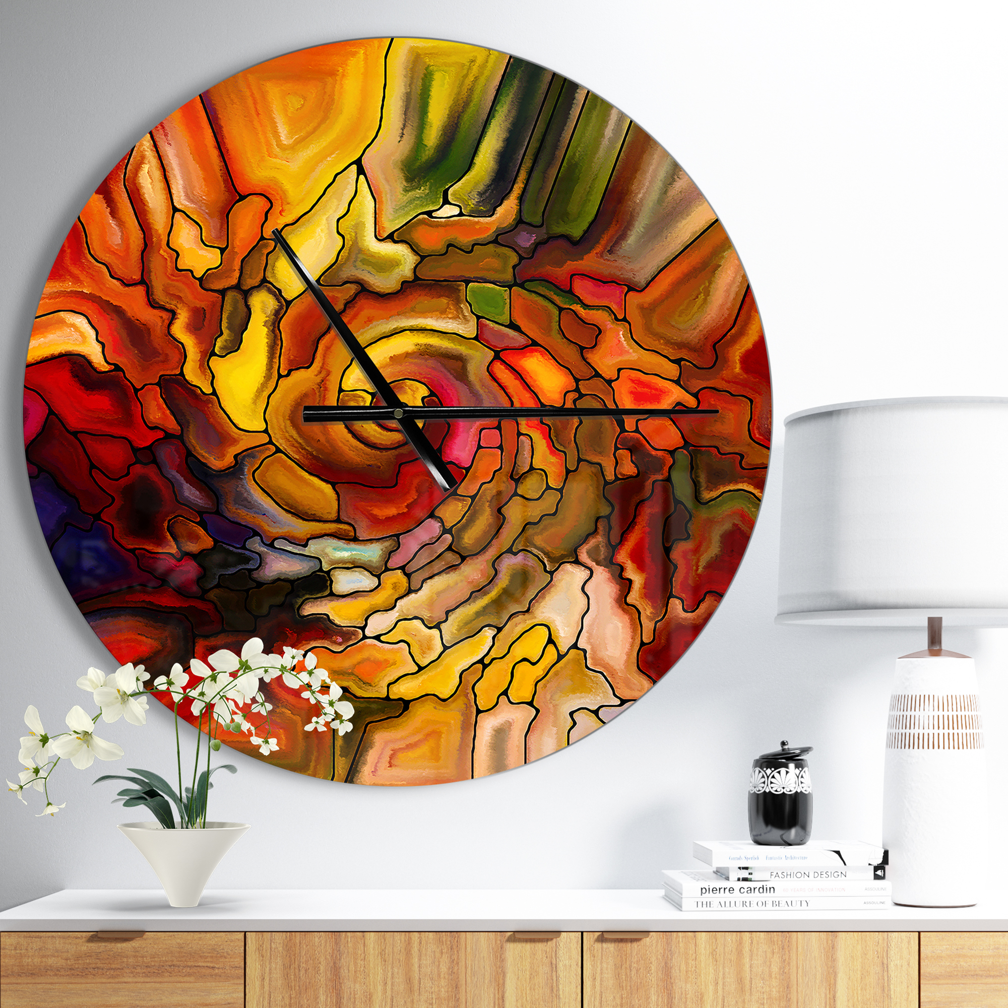 Designart 'Illusions of Stained Glass ' Modern wall clock